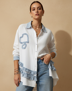 Carregar imagem no visualizador da galeria, Camisa oversize c/aplicações denim LOVELY
