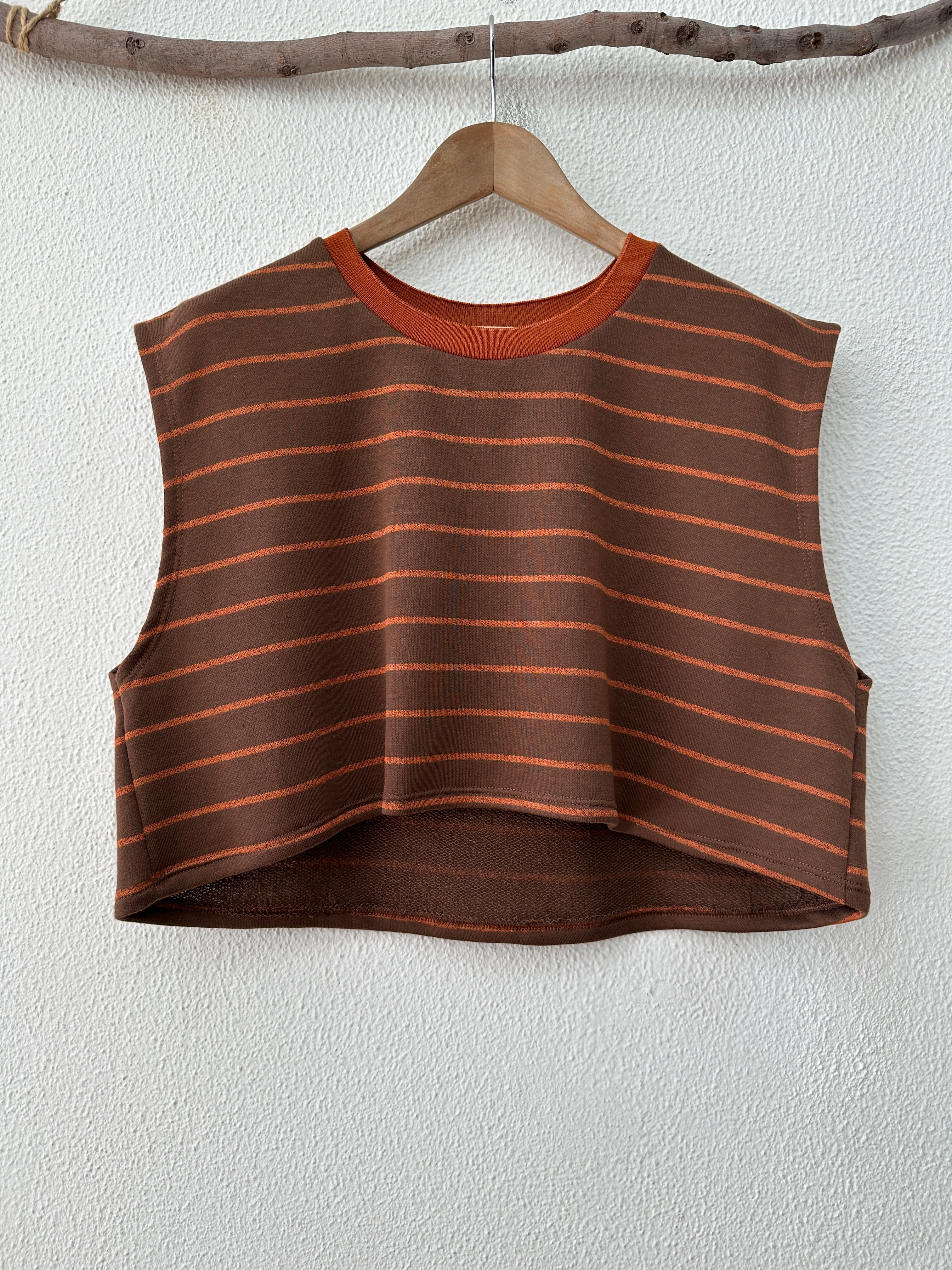 Top curto em jersey c/brilho TERRACOTA