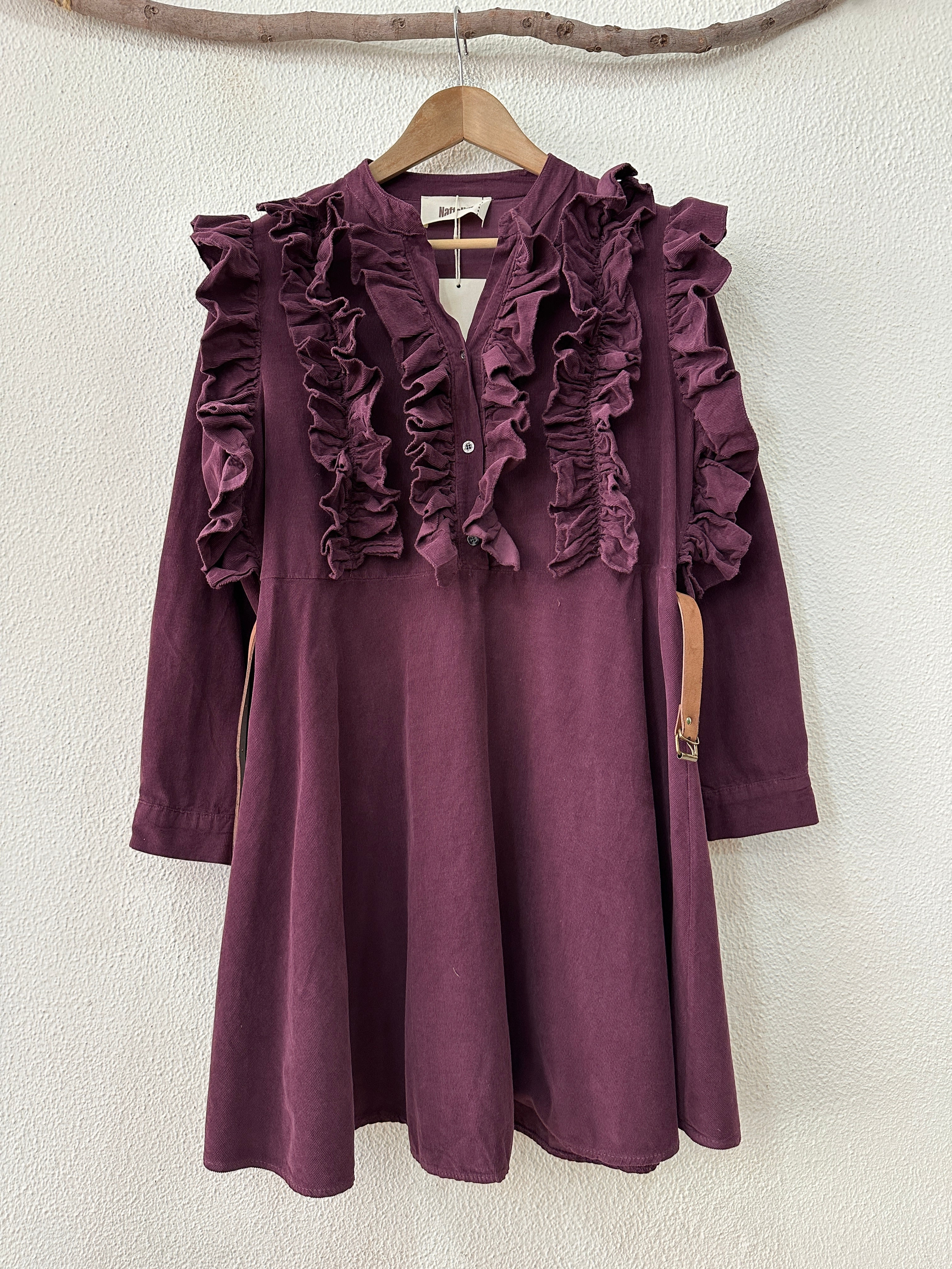 Vestido em microbombazina c/ folhos NOBLE