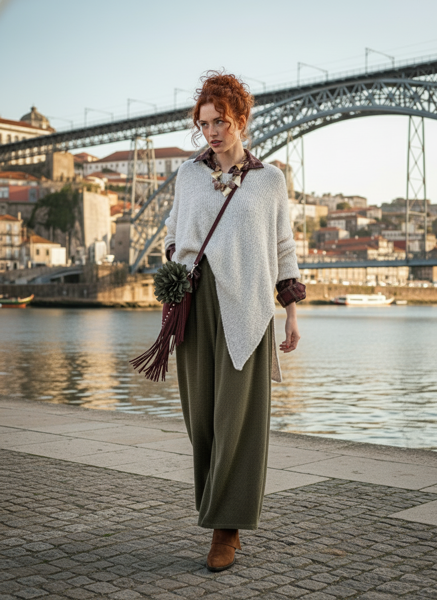 Camisola de malha oversise assimétrica YOLANDA