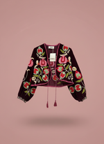 Load image in the gallery viewer,Casaco curto em veludo bordado KERALA
