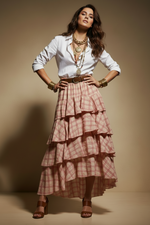 Carregar imagem no visualizador da galeria, Saia assimétrica c/ folhos CHÂTEAUX
