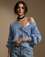 Cargue la imagen en el visor de la galería,Casaco em malha c/aplicações CORALIE
