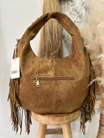 Carregar imagem no visualizador da galeria, Mala em camurça sintética c/franjas EMERALD
