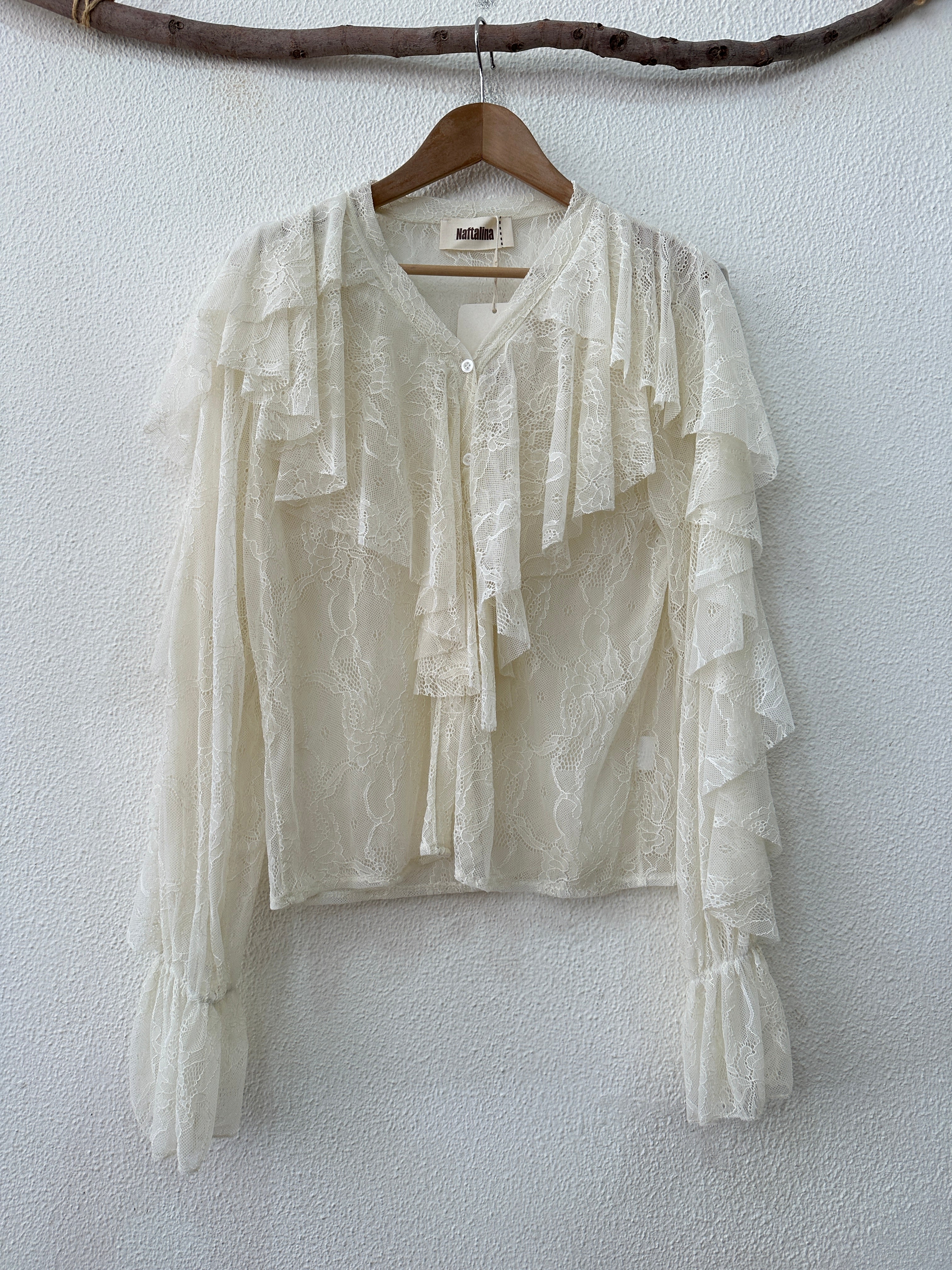 Camisa em renda c/ folhos MARGARETTE