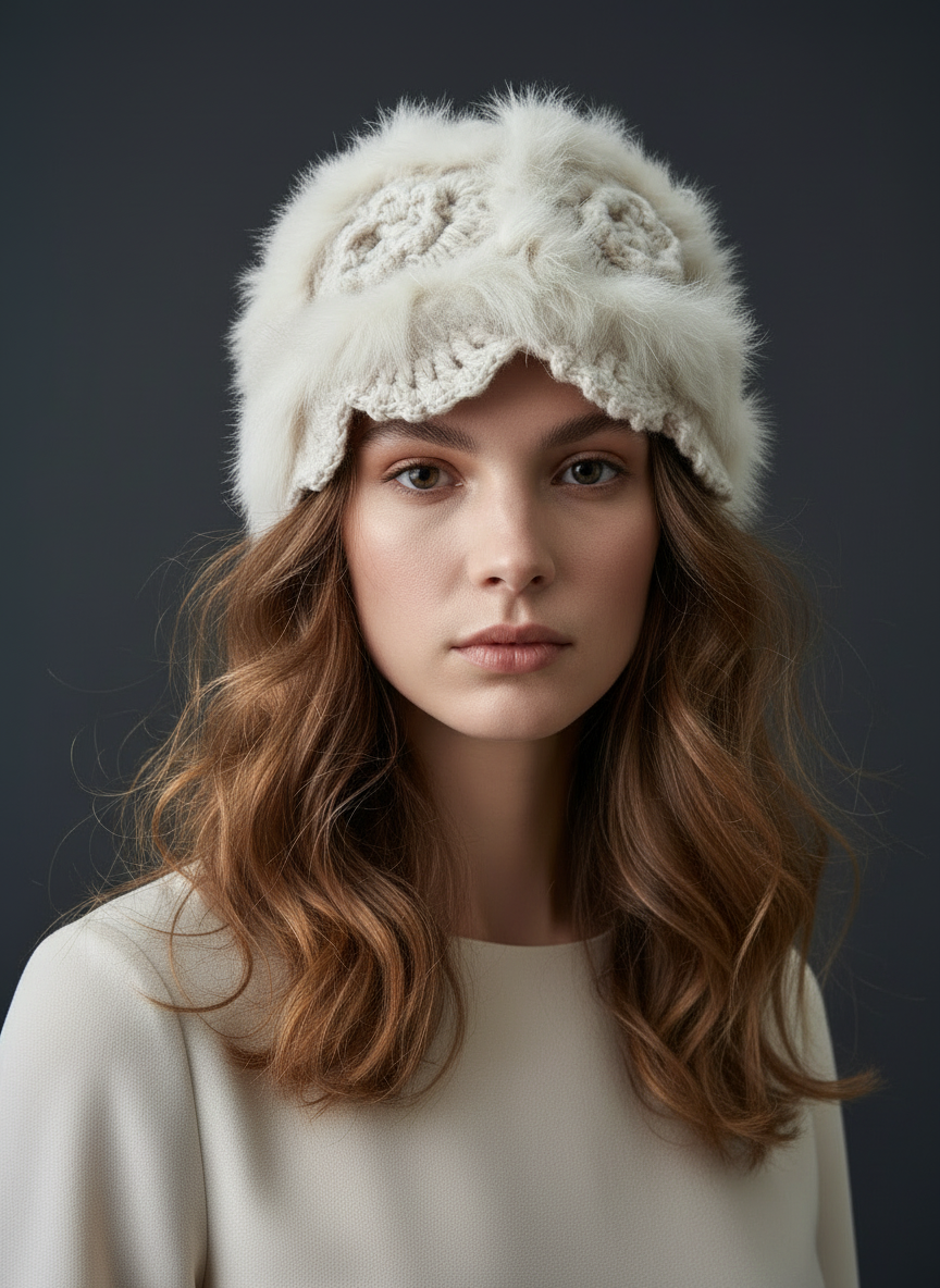 Gorro em crochet com pelo SIBERIA