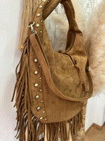 Carregar imagem no visualizador da galeria, Mala em camurça sintética c/franjas EMERALD
