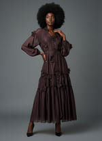 Load image in the gallery viewer,Vestido comprido em chiffon c/aplicações FARAJI
