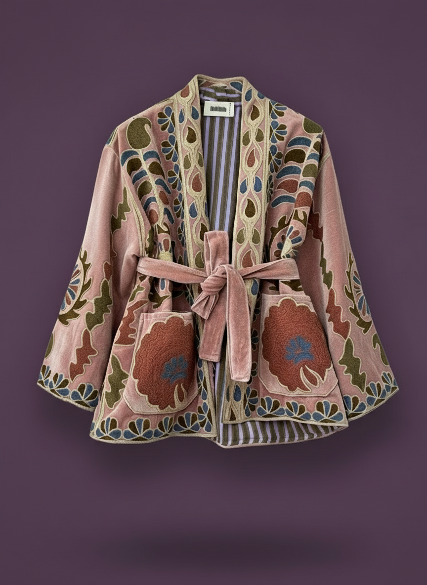 Kimono em veludo bordado RAHDA