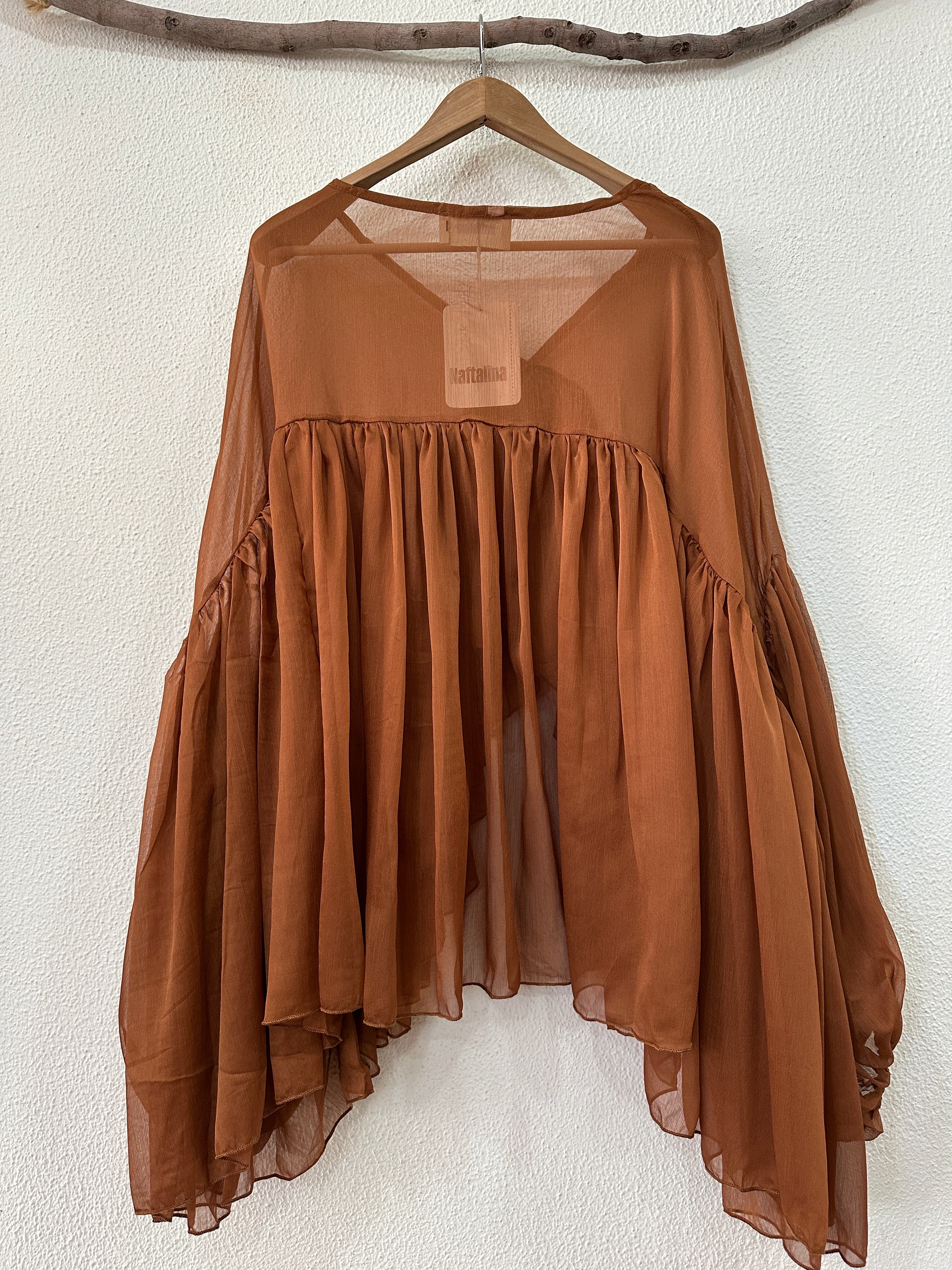 Túnica assimétrica em chiffon SEASONS