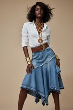 Carregar imagem no visualizador da galeria, Saia denim assimétrica MEGAN
