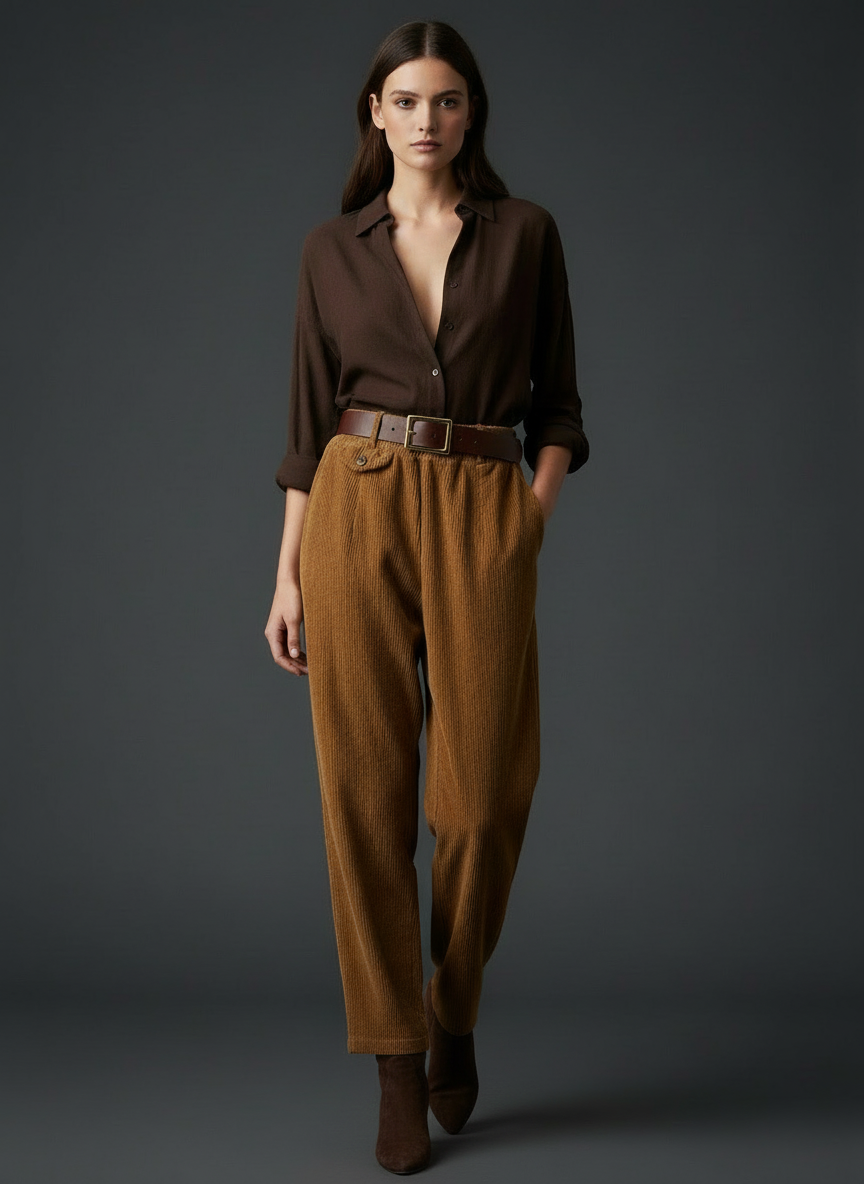 Calças em bombazina c/ bolsos TURMENIC