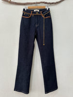 Load image in the gallery viewer,Calças denim de corte direito c/cinto DOLLY
