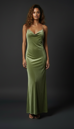 Carregar imagem no visualizador da galeria, Vestido aveludado c/decote drapeado SPINEL
