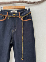 Load image in the gallery viewer,Calças denim de corte direito c/cinto DOLLY
