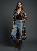 Carregar imagem no visualizador da galeria, Maxi-camisa em flanela c/bolsos BUDAPEST
