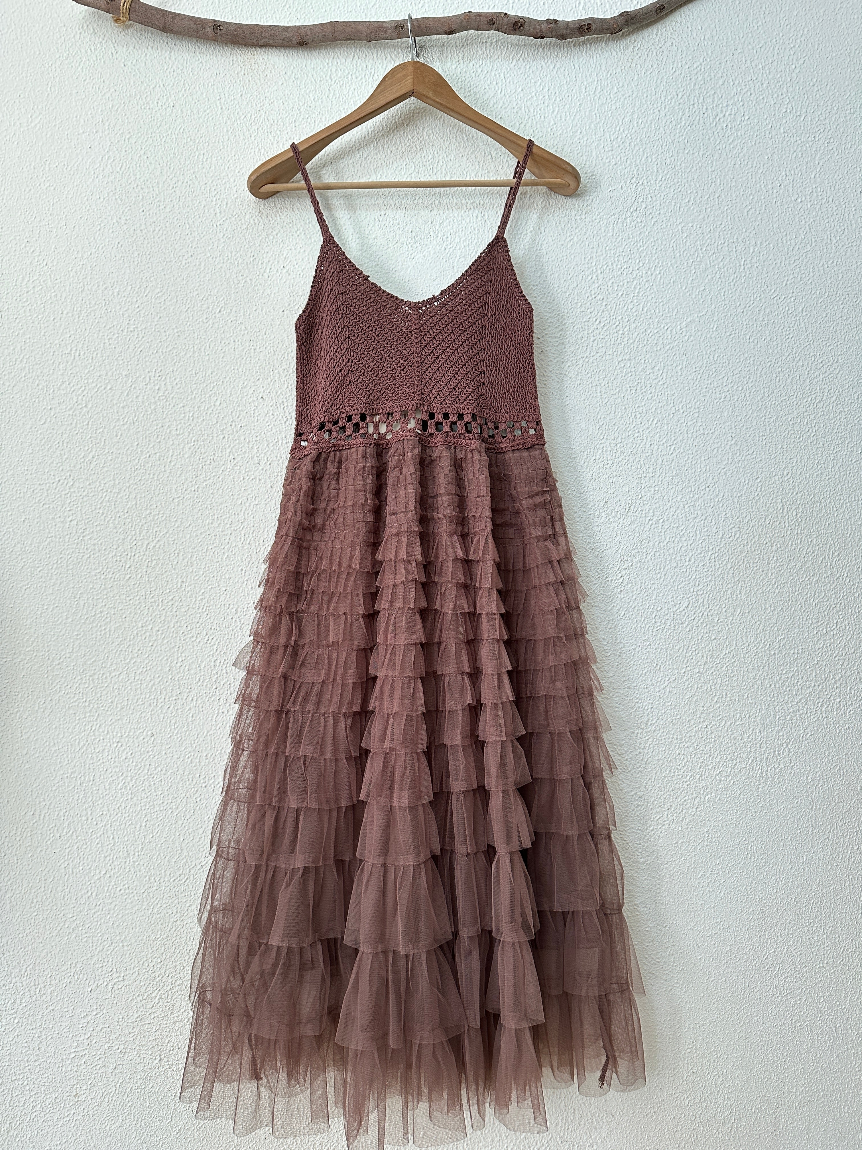 Vestido em crochet c/ tule BERBER