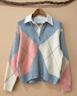 Carregar imagem no visualizador da galeria, Camisola em malha c/colarinho de camisa BUNNY
