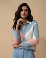 Carregar imagem no visualizador da galeria, Camisola em malha c/colarinho de camisa BUNNY
