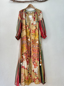 Vestido comprido bordado c/cinto GIPSY