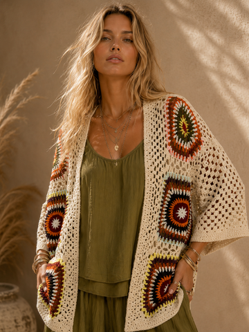 Casaco oversize em crochet feito à mão RILEY