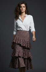 Carregar imagem no visualizador da galeria, Saia em flanela c/ folhos CAROL
