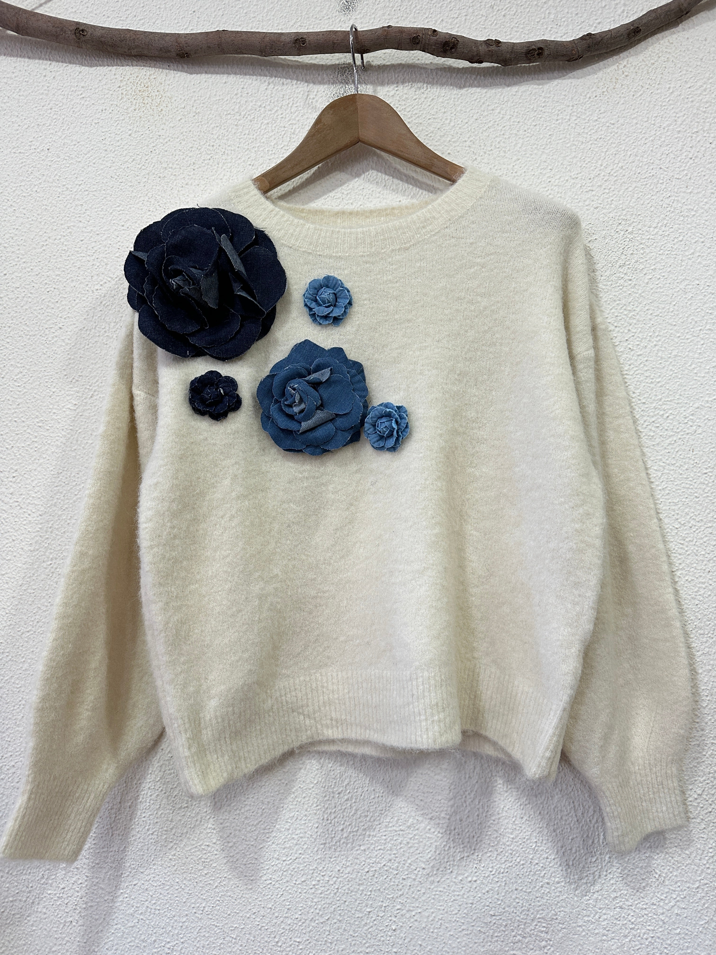 Camisola de malha c/ aplicações DENIM