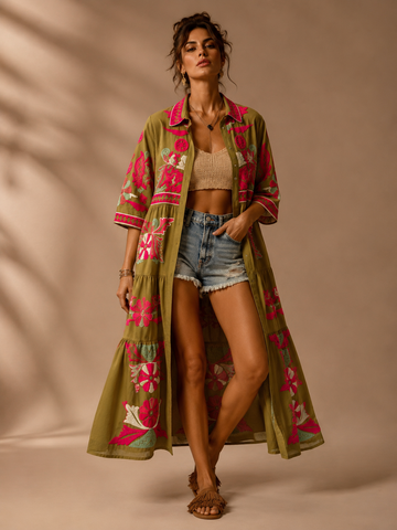 Vestido camiseiro bordado YANG
