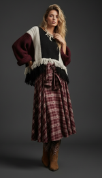 Carregar imagem no visualizador da galeria, Saia de fazenda c/cinto em mangas de camisa CÓRDOBA
