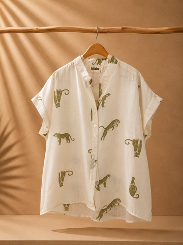 Camisa efeito chiffon OLIVE TIGER