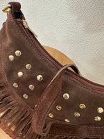 Carregar imagem no visualizador da galeria, Mala em camurça c/franjas GÉNOVA
