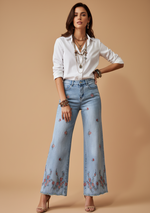 Carregar imagem no visualizador da galeria, Calças denim bordadas SWEETIE
