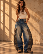 Load image in the gallery viewer,Calças denim c/ efeito camuflagem RECRUIT
