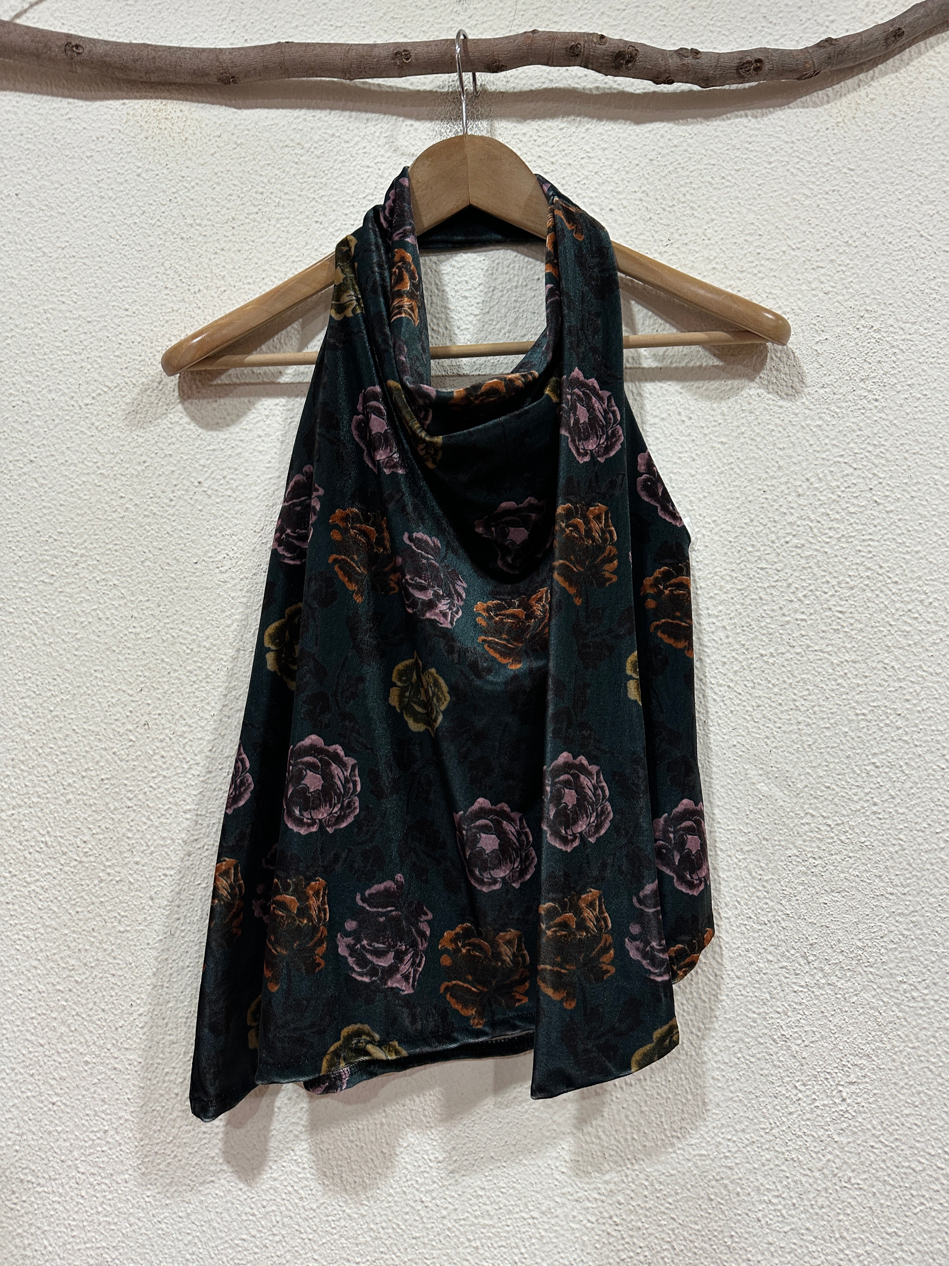 Top assimétrico em veludo c/ decote drapeado VIVIENNE