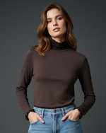 Carregar imagem no visualizador da galeria, Camisola efeito segunda pele c/ gola TOUCH
