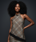 Carregar imagem no visualizador da galeria, Top assimétrico em malha c/ decote halter e renda MEREDITH
