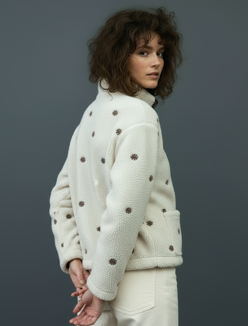 Casaco polar reversível c/ bordados LIVELY