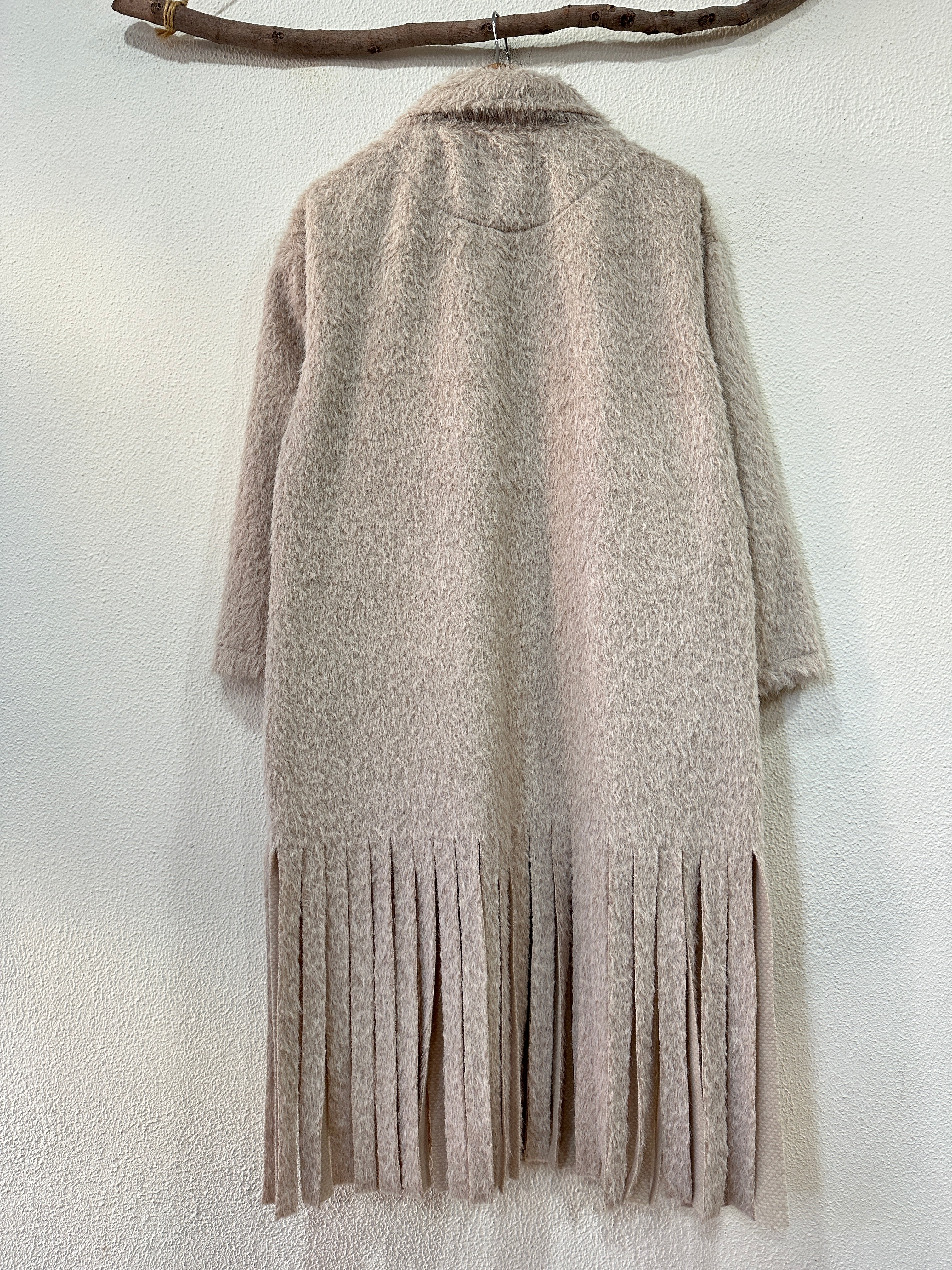 Sobretudo efeito pelúcia c/ franjas MOHAWK