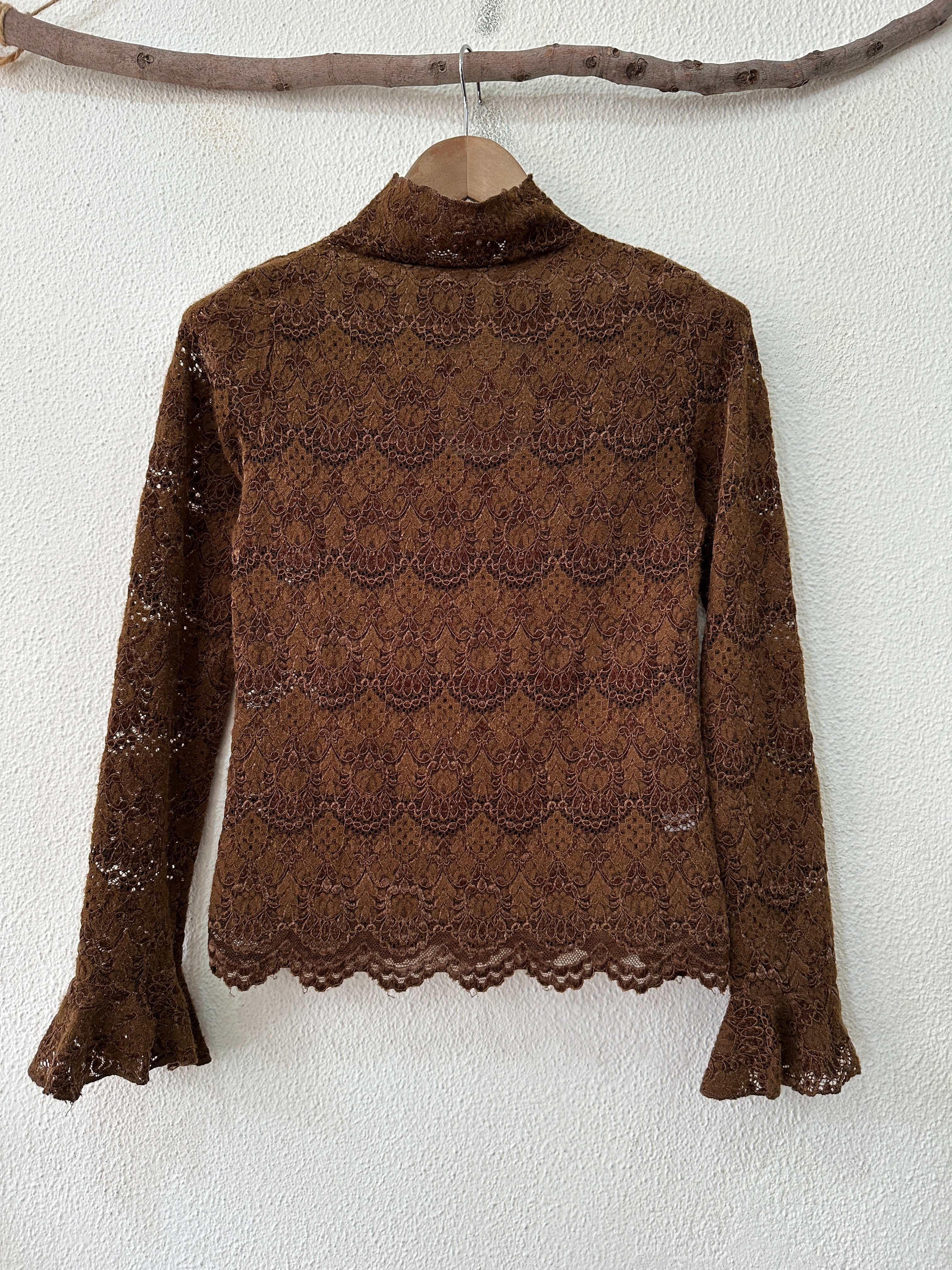 Camisola justa de renda aveludada AVELINE