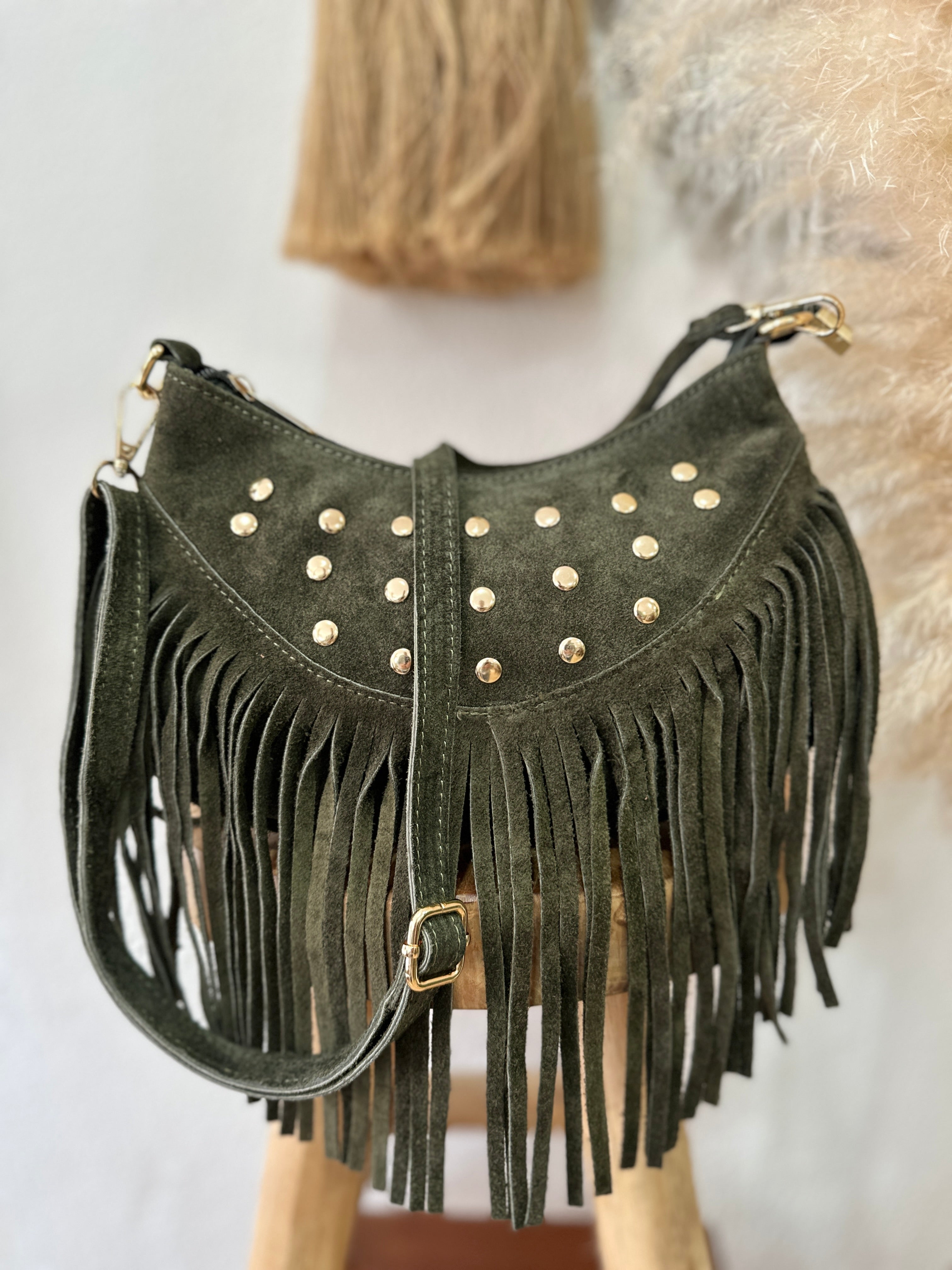 Mala em camurça c/franjas GÉNOVA