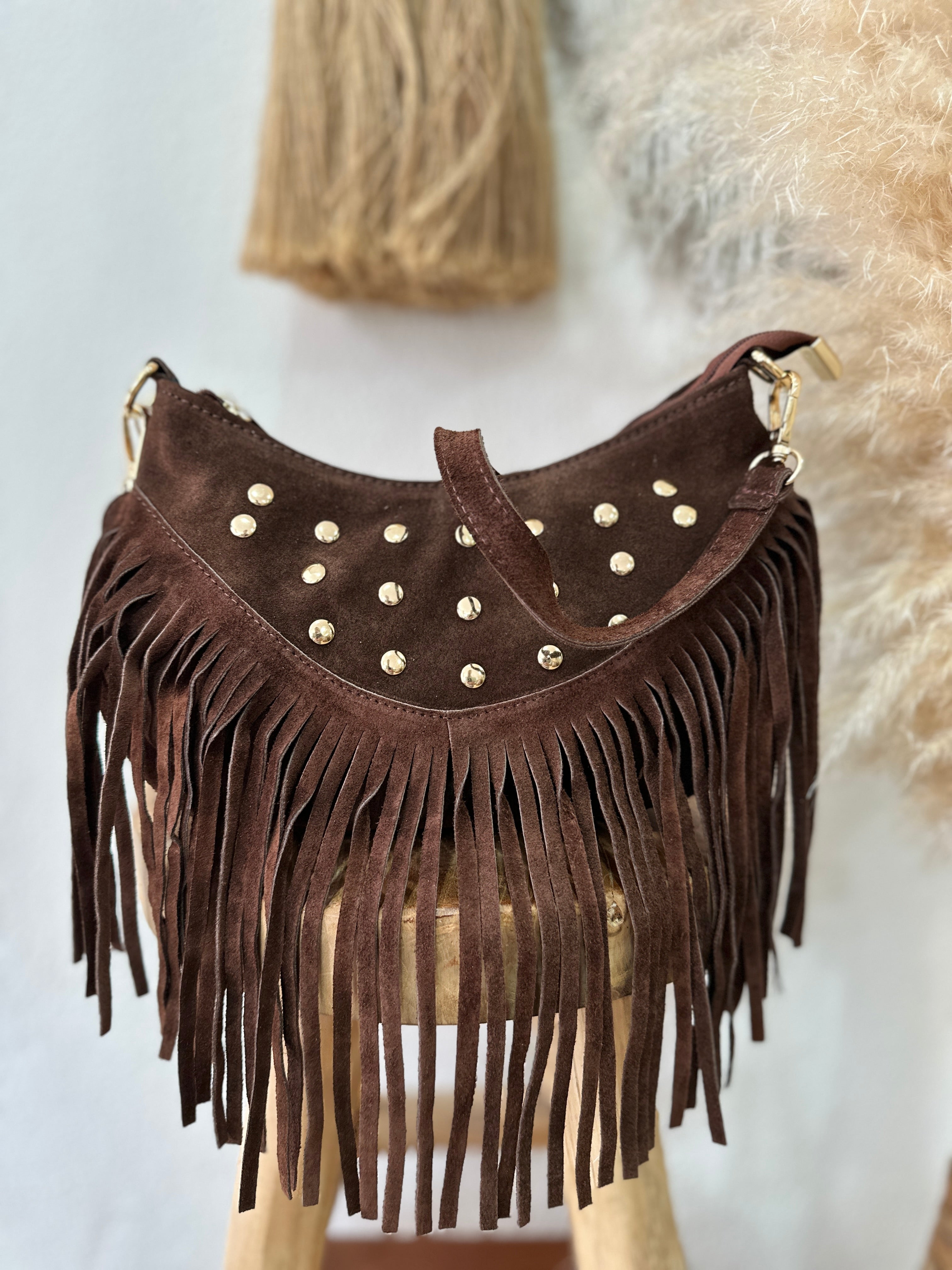 Mala em camurça c/franjas GÉNOVA