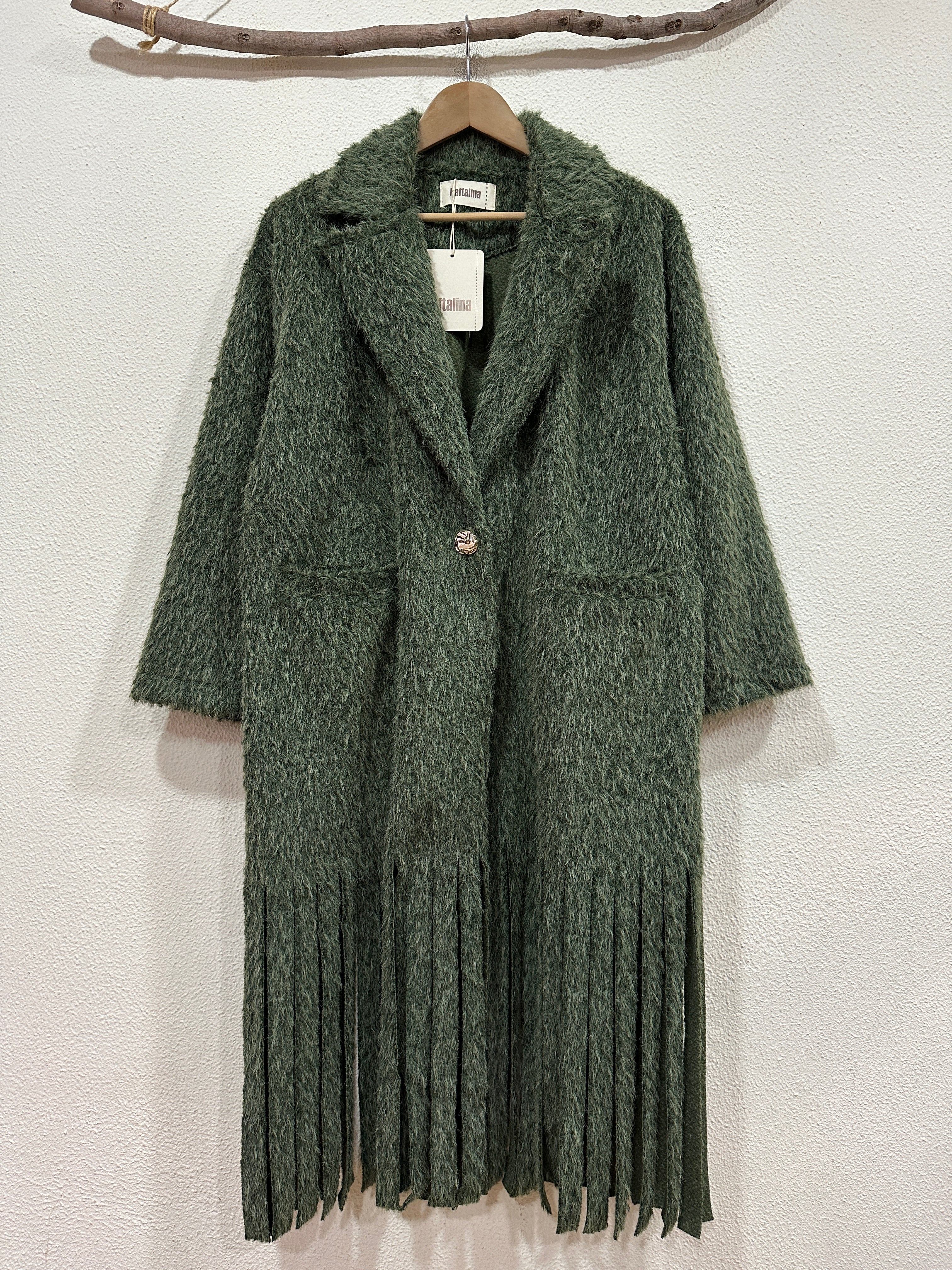 Sobretudo efeito pelúcia c/ franjas MOHAWK