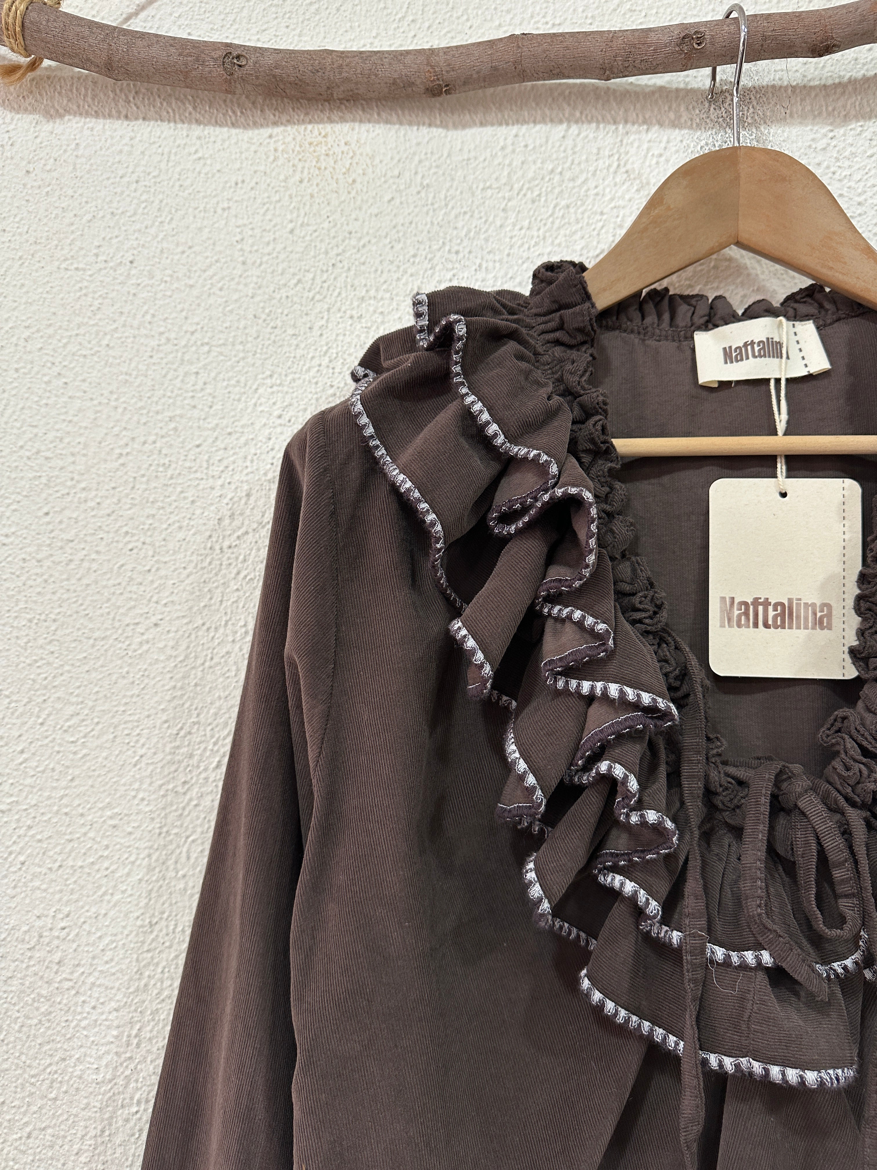 Blusa em microbombazina c/folhos MADELEINE