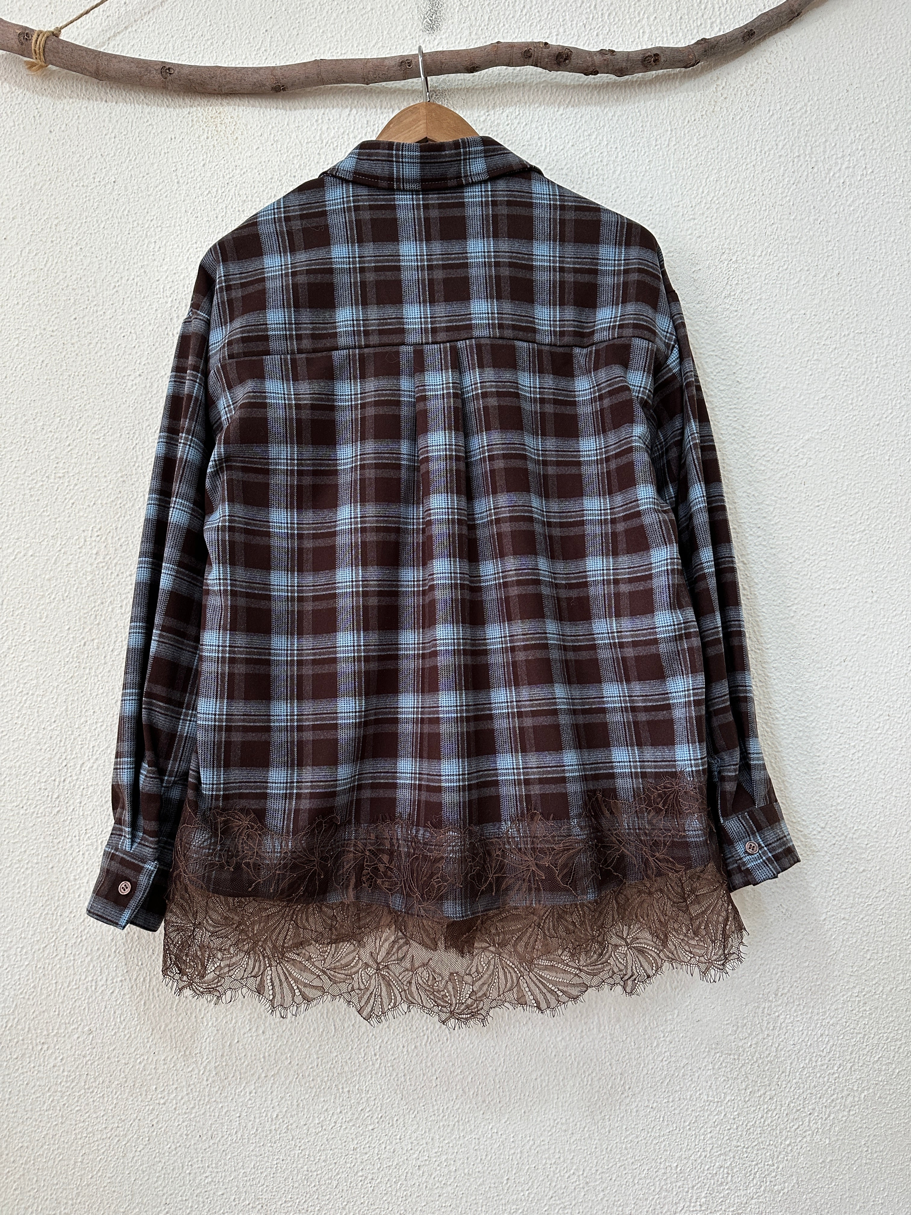 Camisa em flanela c/rendas LUANA