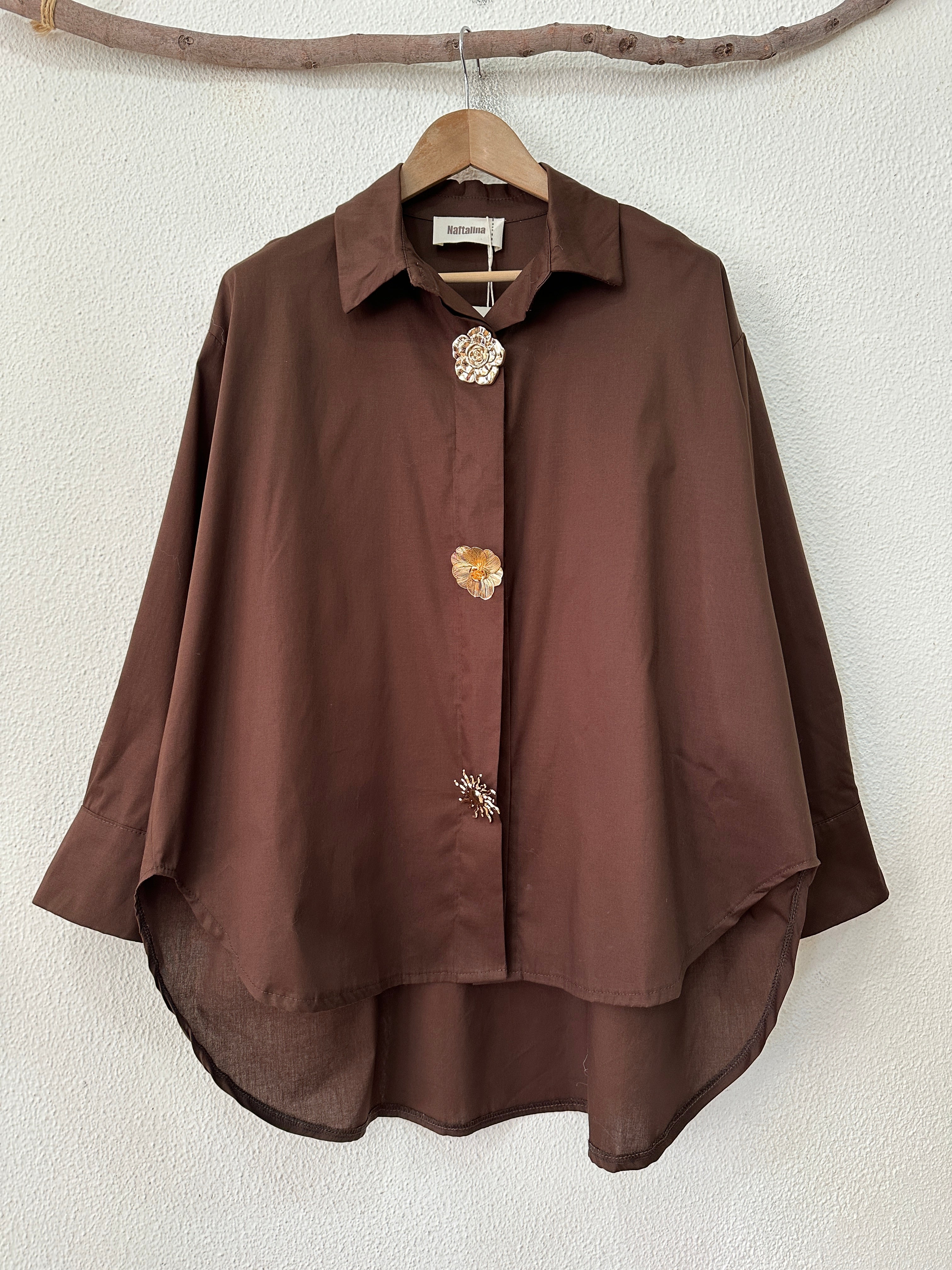 Camisa oversize c/ pregadeiras amovíveis ORLEANS