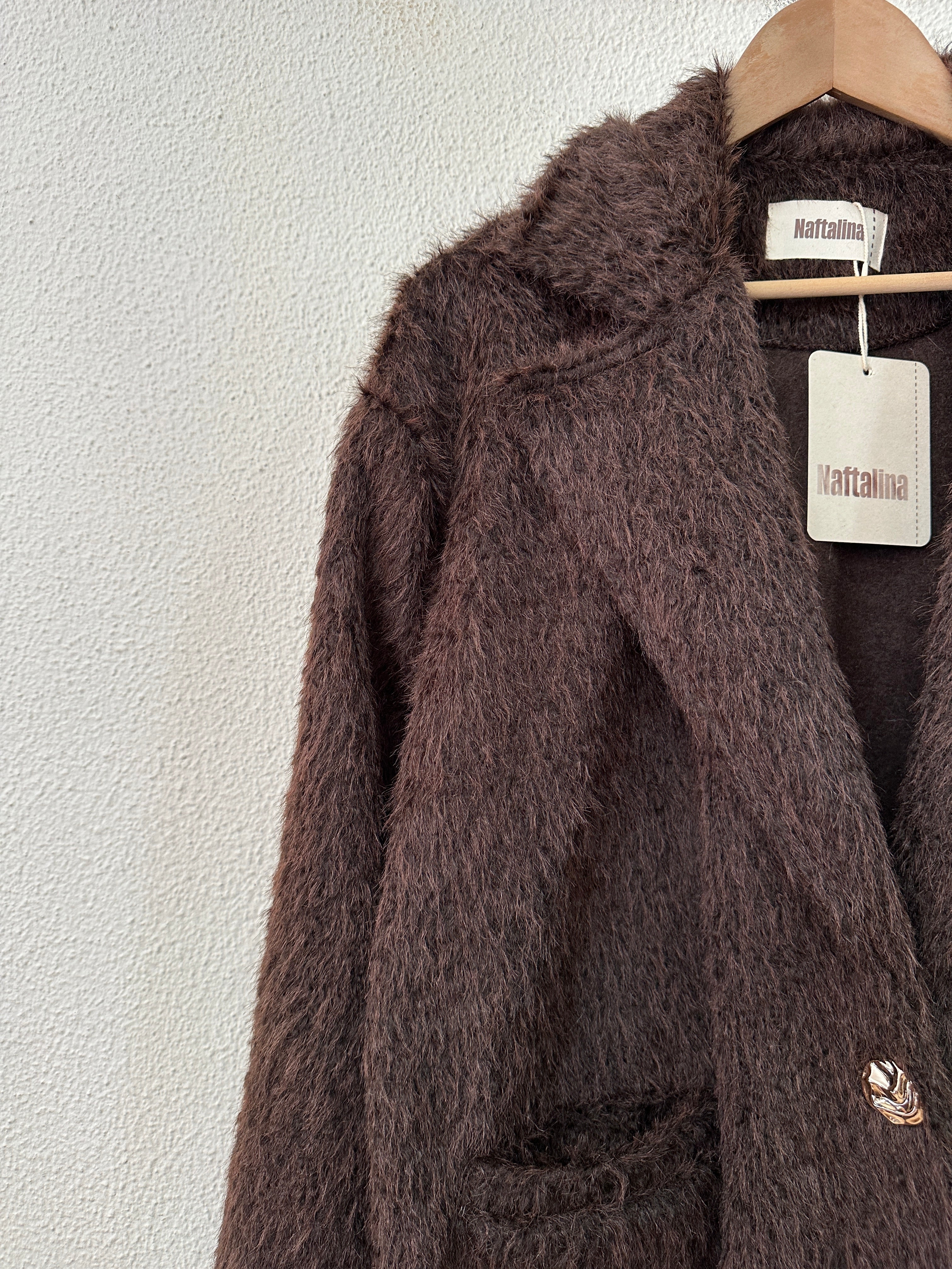 Sobretudo efeito pelúcia c/ franjas MOHAWK