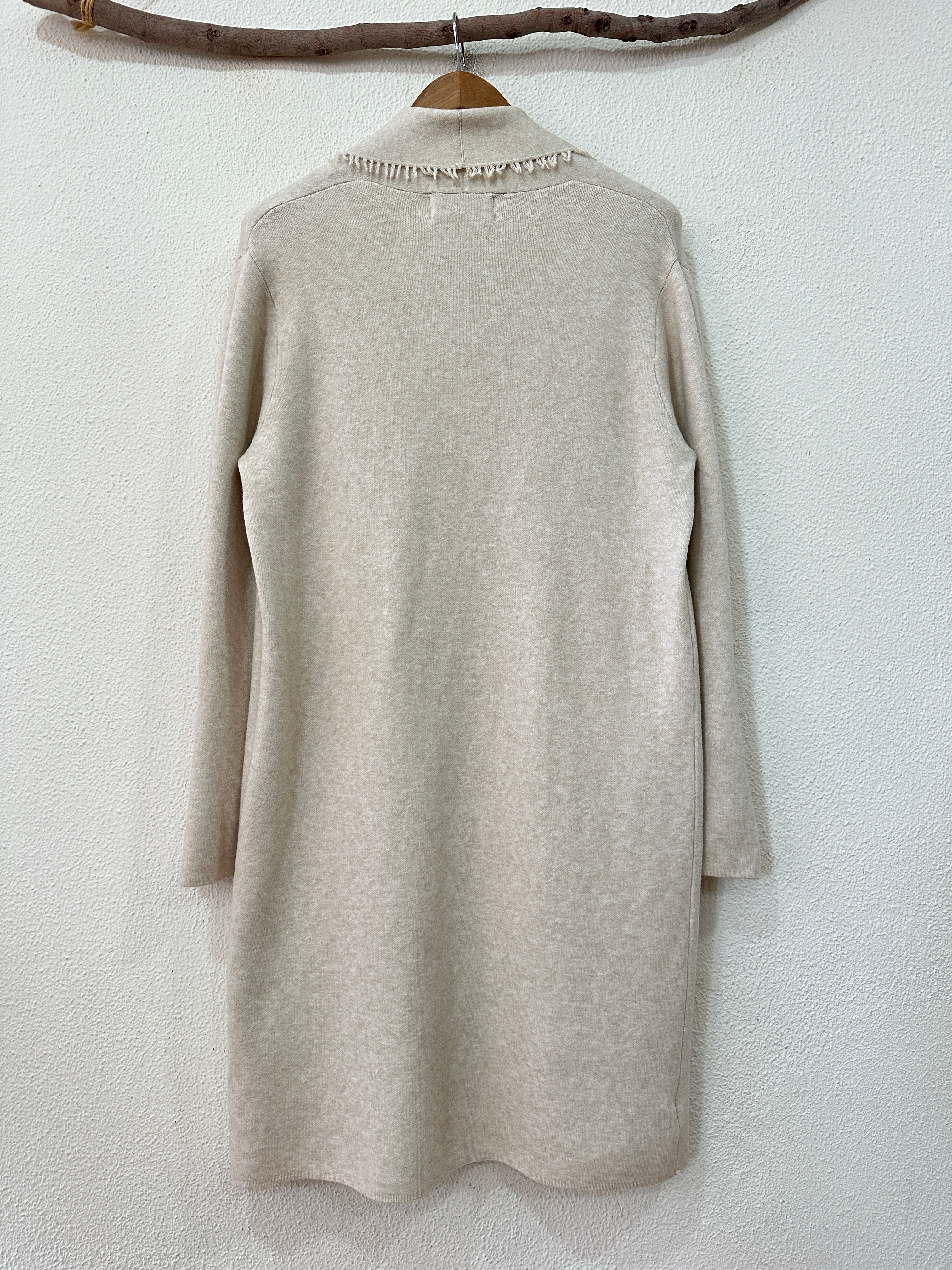 Casaco comprido em malha fina c/franja SNOWDONIA