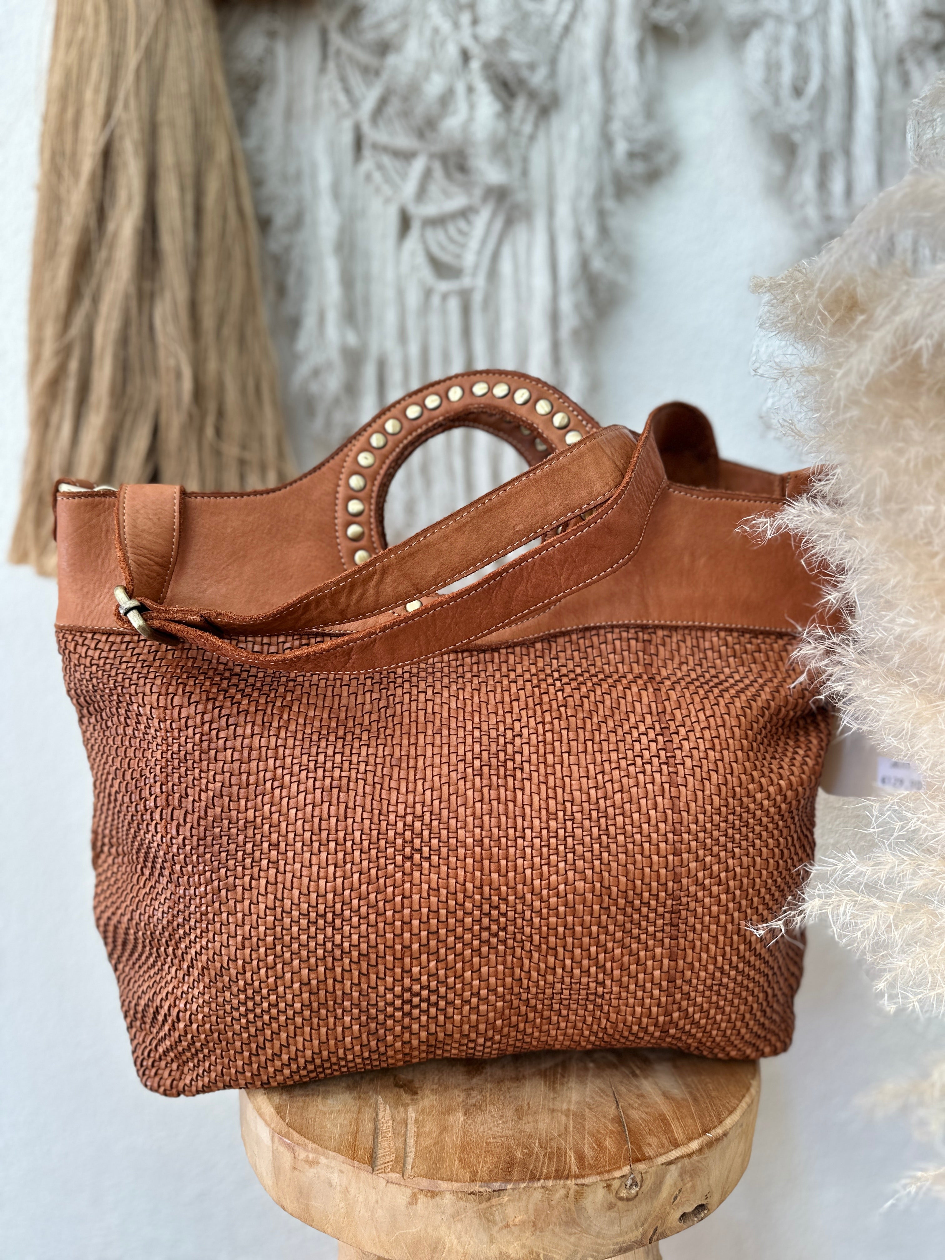 Mala em pele entrançada ELEONORA