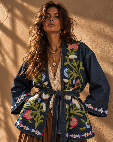 Kimono denim bordado KIOKO