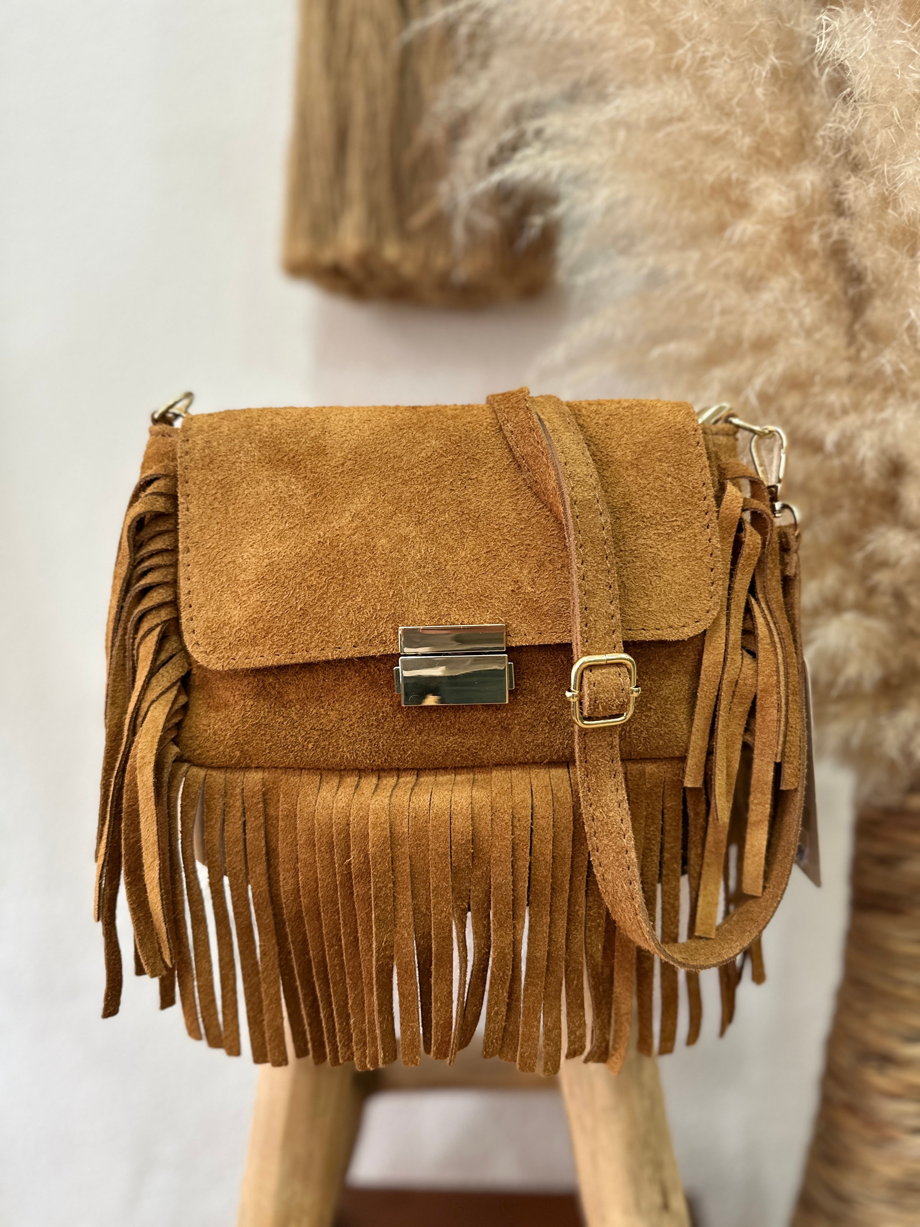 Mala em camurça c/franjas SOLSTICE